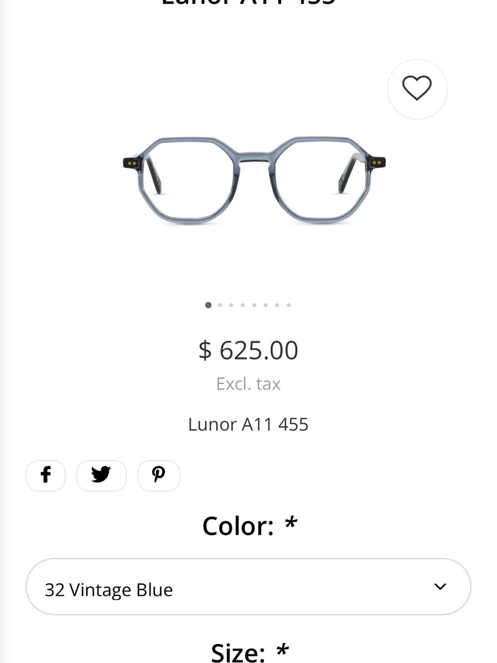 Lunor A11 455 Vintage Blue Round-Octagon Eyeglass Frames